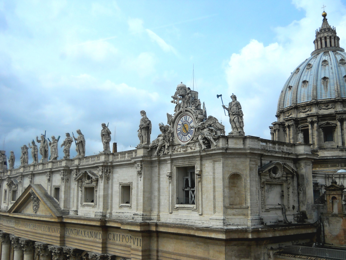 THE DOME OF ST PETERS FROM THE TOP FLOOR OF THE APOSTOLIC PALACE