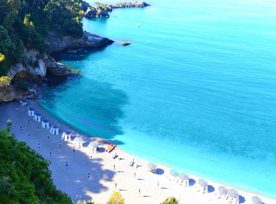 Breathtaking view on Mediterranean sea beach on Liguria region in