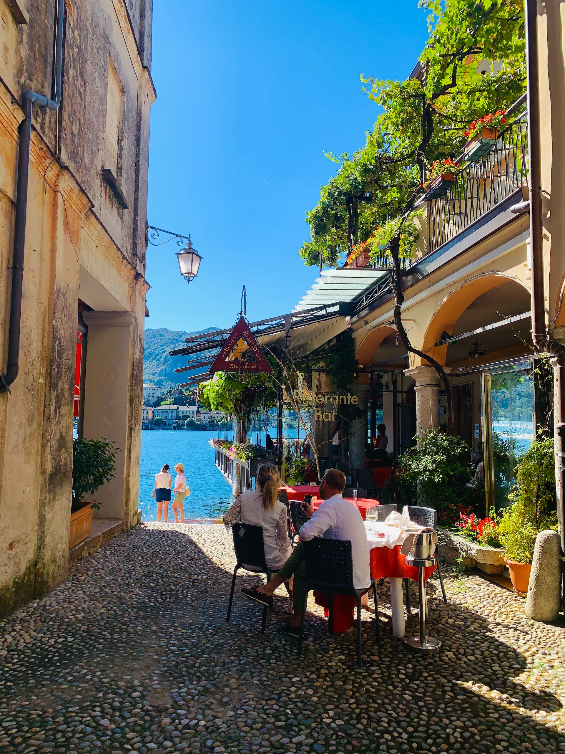 A street leading down to Lake Orta A street leading down to Lake Orta