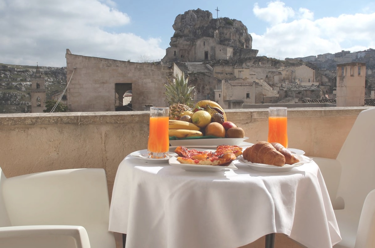 Matera, breakfast at the Caveoso Hotel