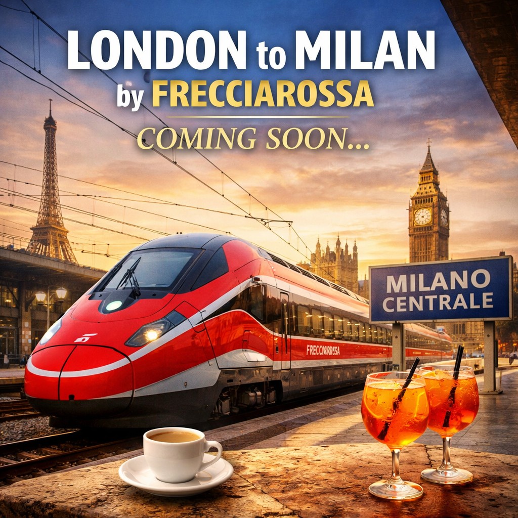 Train from London to Milan infographic