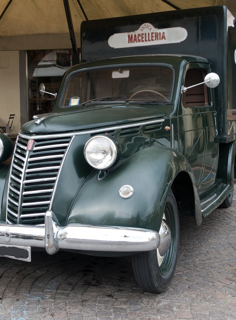 Old fashioned Butcher's delivery truck in Italy