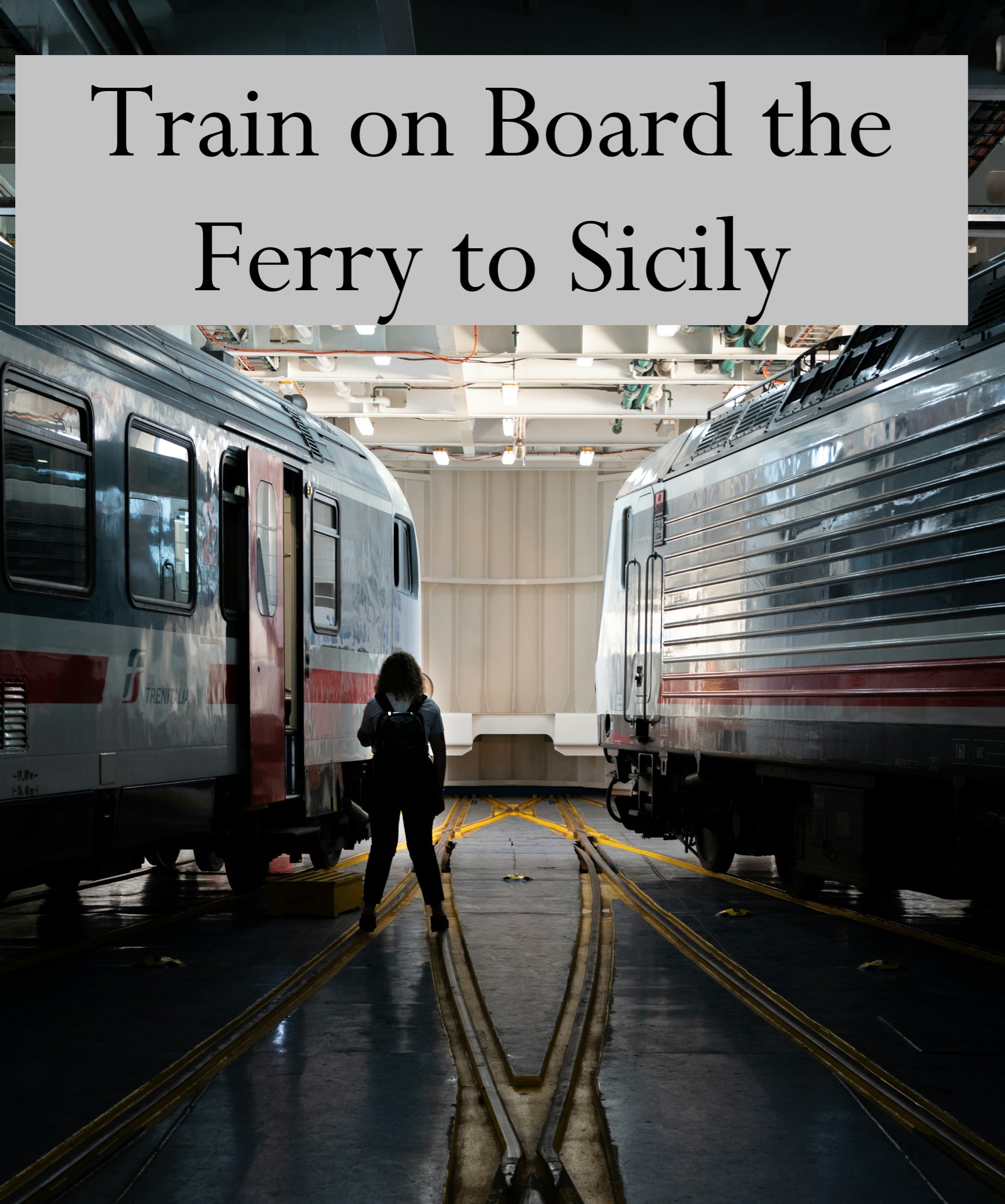 Train on the ferry to Sicily