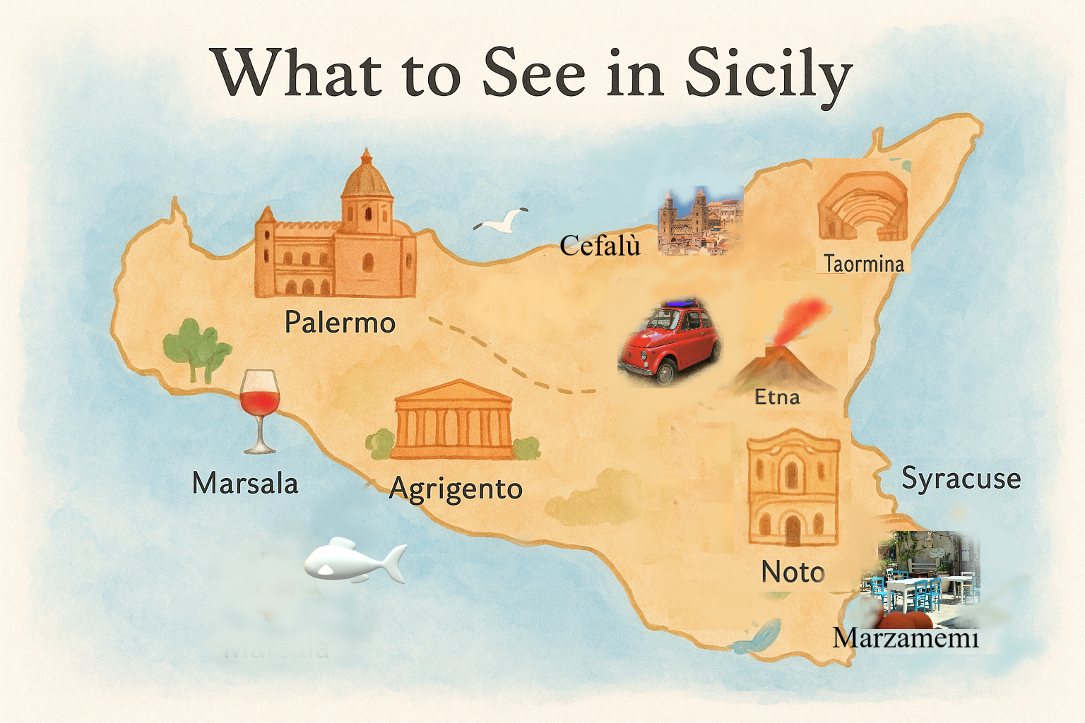 What to see in Sicily map