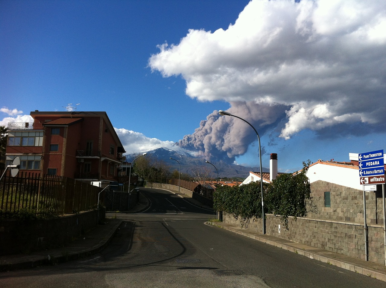 Mount Etna Volcano in Sicily erupting