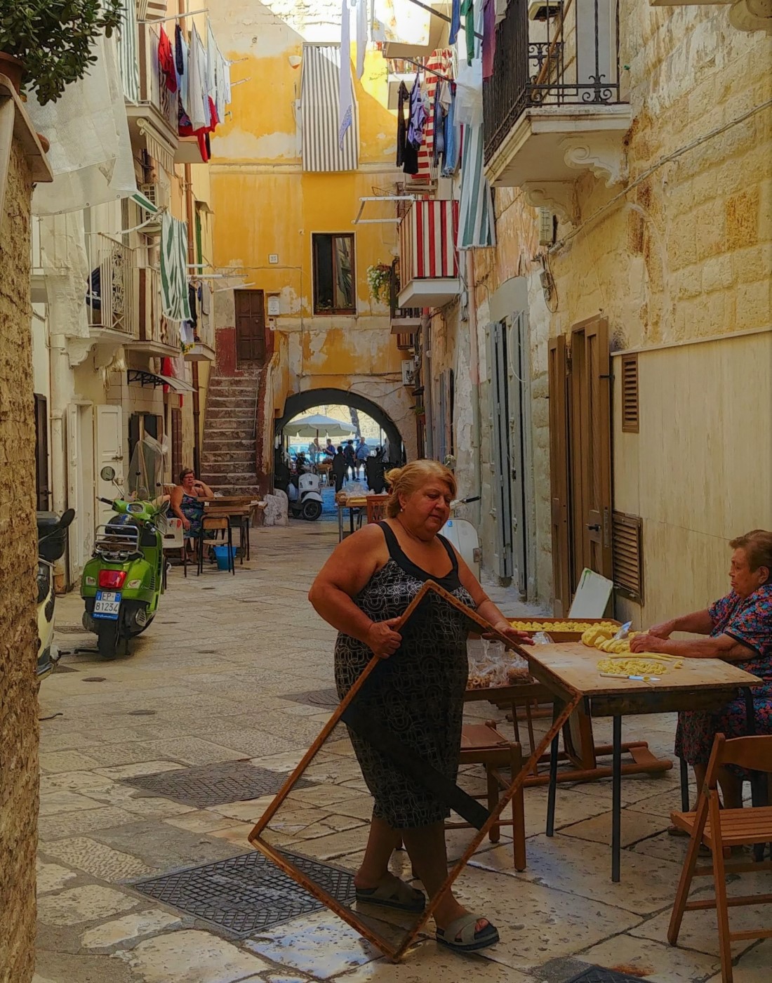 old ladies making pasta in Bari