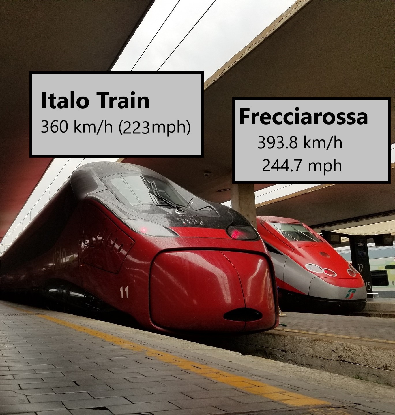 Italo and Trenitalia trains