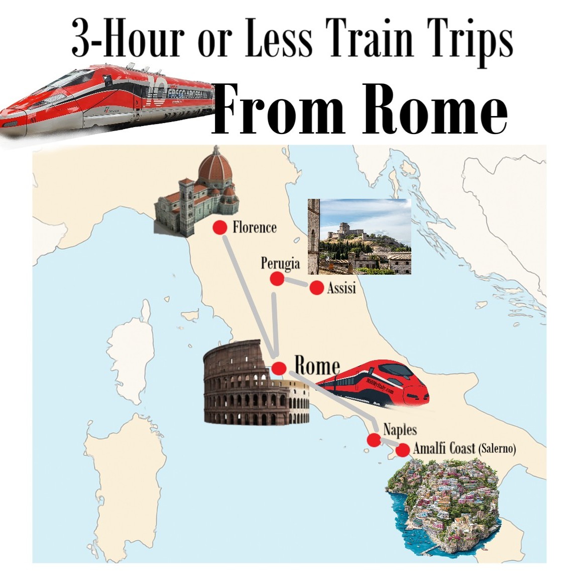 train trips from Rome map
