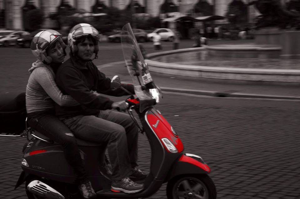 Couple on a Vespa - Rome Italy